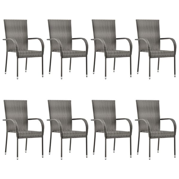 vidaXL 9 Piece Garden Dining Set Poly Rattan Grey