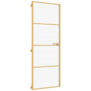 vidaXL Interior Door Slim Golden 76x201.5 cm Tempered Glass and Aluminium