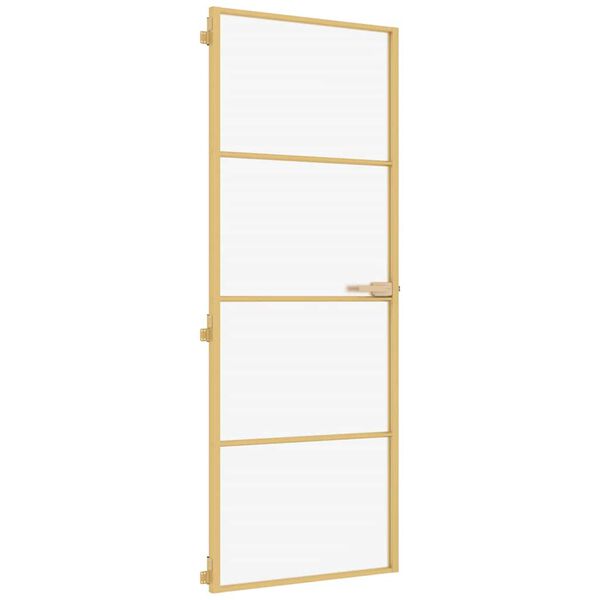 vidaXL Interior Door Slim Golden 76x201.5 cm Tempered Glass and Aluminium