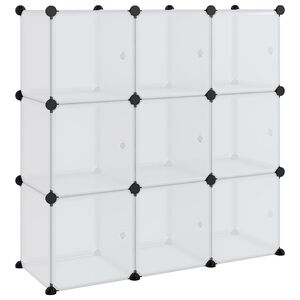 vidaXL Storage Cube Organiser with 9 Cubes and Doors Transparent PP