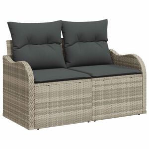 vidaXL Garden Sofa Light Grey 121 x 62 x 69cm Poly Rattan