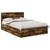 vidaXL Bed Frame with Drawer Smoked Oak 140 x 200 cm Engineer Wood