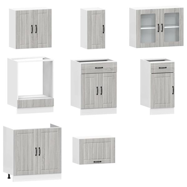 vidaXL 8 Piece Kitchen Cabinet Set Kalmar Grey Sonoma Engineered Wood