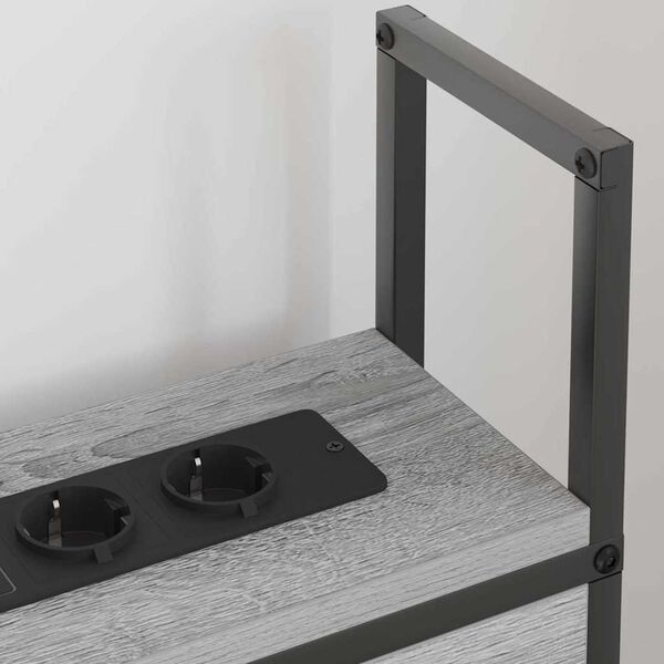 vidaXL Storage Headboard with Charging Station Grey sonoma 75 cm