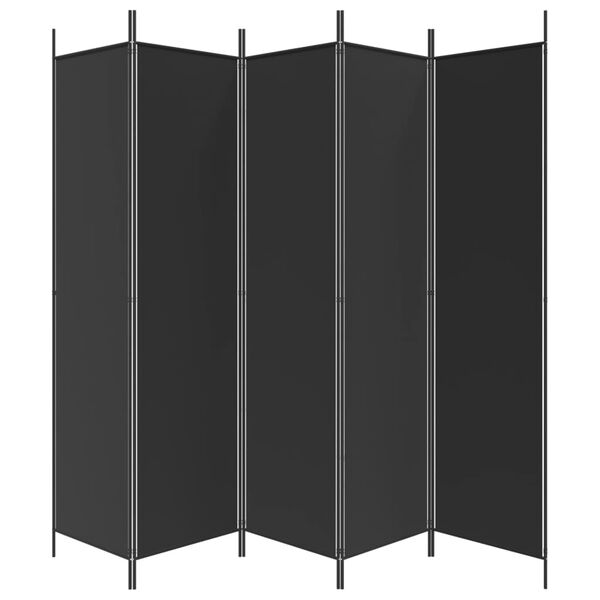 vidaXL 5-Panel Room Divider Black 250x200 cm Fabric