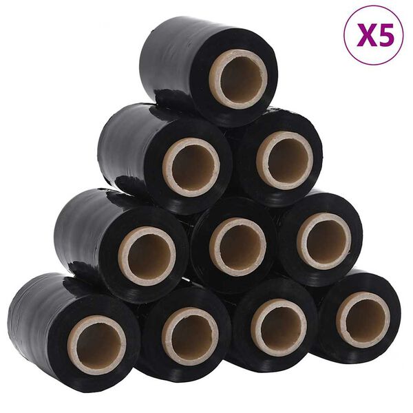 vidaXL Stretch Films 50 pcs Black 23 µm 10 cm x 150 m
