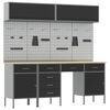 vidaXL Work Cabinet Set with Drawer with Storage Manual 10 pcs Black