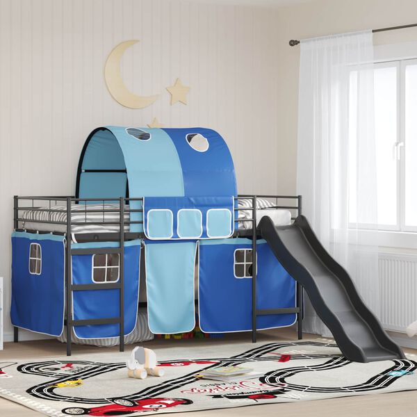 vidaXL Kids'Loft Bed Frame Black and Blue 99.5 x 200 cm Metal