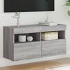 vidaXL TV Wall Cabinet with LED Lights Grey Sonoma 80x30x40 cm