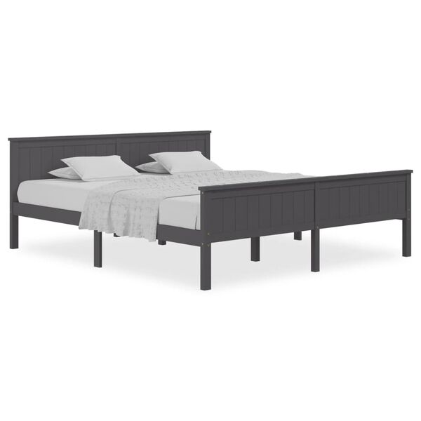 vidaXL Bed Frame without Mattress Grey Solid Wood Pine 180x200 cm Super King
