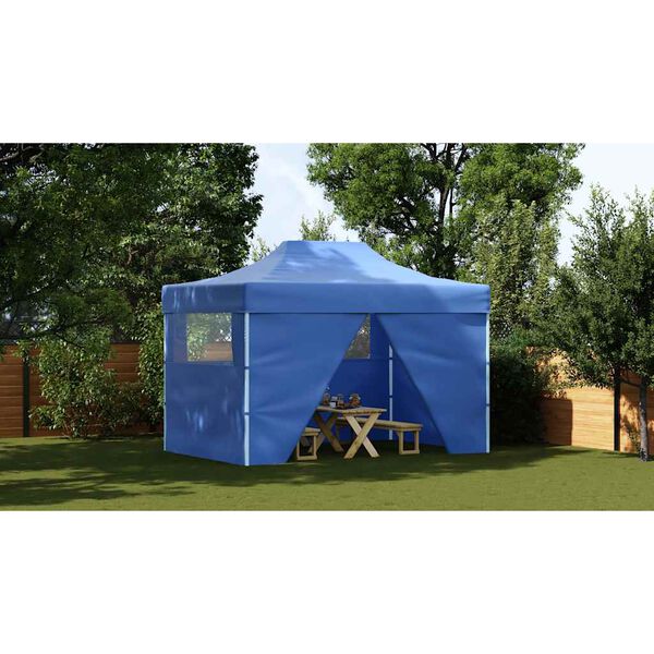 vidaXL Professional Folding Party Tent with 4 Sidewalls 3x4 m Steel Blue