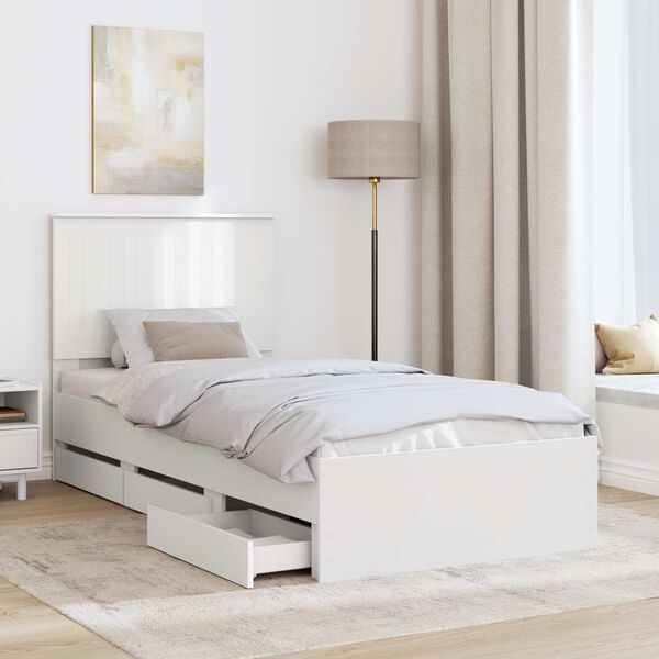 vidaXL Bed Frame with Drawer White 90 x 190 cm Engineer Wood