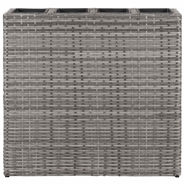 vidaXL Garden Raised Bed with 4 Pots Poly Rattan Grey