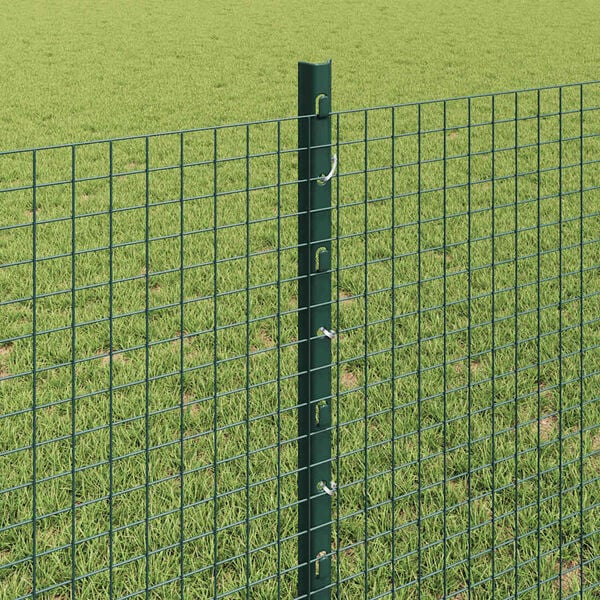 vidaXL Fence with Post Green 0.8 x 10 m Steel and PVC