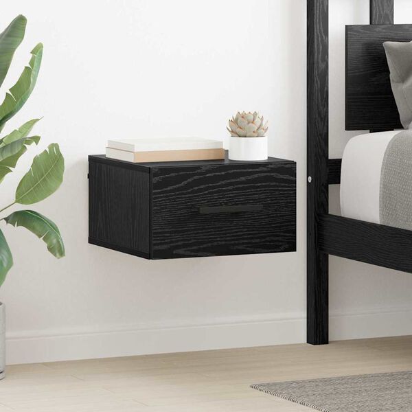 vidaXL Bedside Cabinet Black oak 35 x 35 x 20 cm Engineered wood