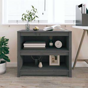vidaXL Book Cabinet Grey 80x35x68 cm Solid Wood Pine