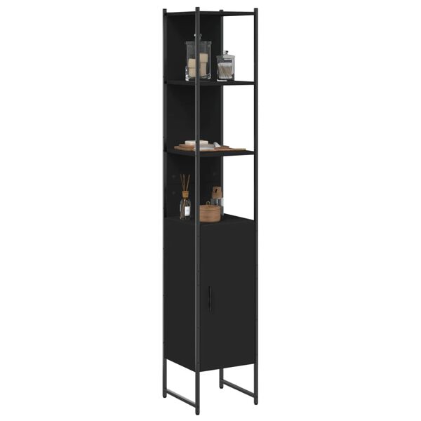 vidaXL Bathroom Cabinet Black 33x33x185.5 cm Engineered Wood