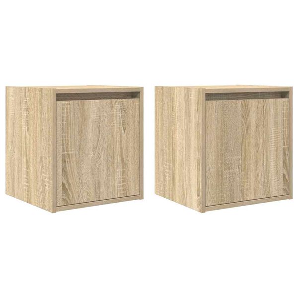 vidaXL Wall-Mounted Bedside Cabinets 2 pcs Sonoma Oak 38x34x40 cm