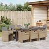 vidaXL Garden Dining Set 9 pcs Beige Poly Rattan