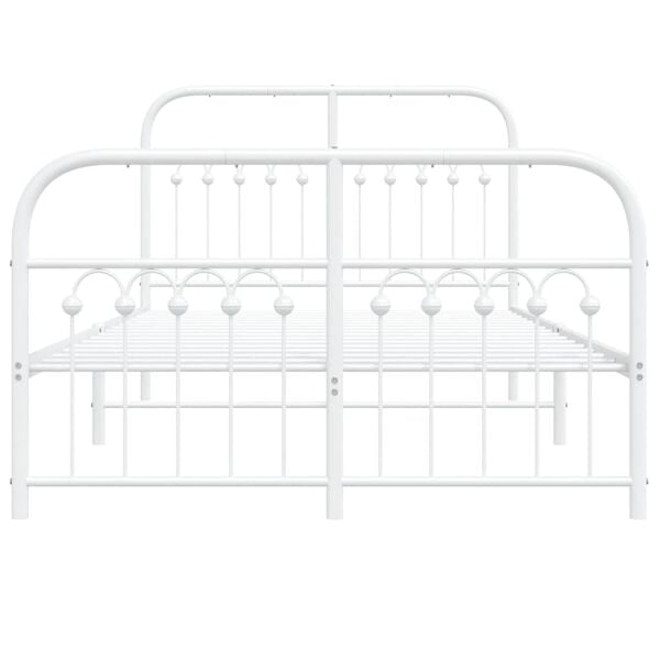 vidaXL Metal Bed Frame without Mattress with Footboard White 120x200cm