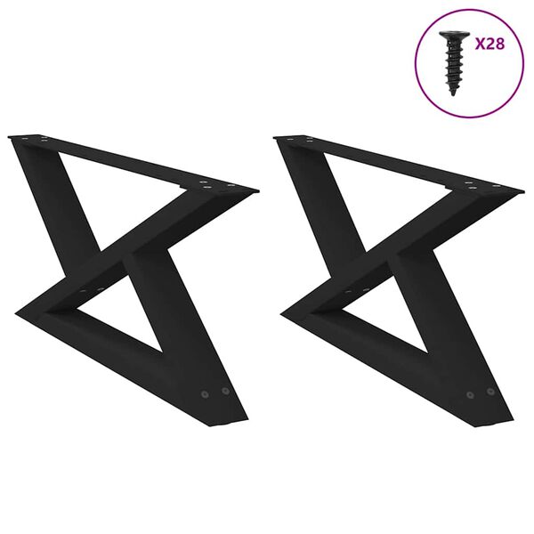 vidaXL Coffee Table Legs 2 pcs Black 70x(30-31.3) cm Steel