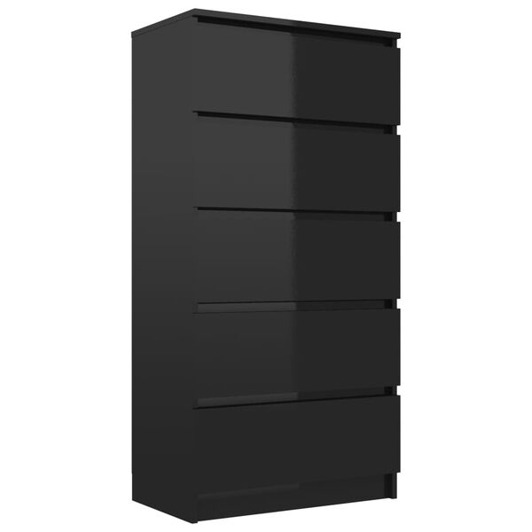 vidaXL Drawer Sideboard High Gloss Black 60x35x121 cm Engineered Wood