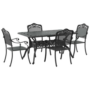 vidaXL Garden Dining Set 5 pcs Black Aluminium