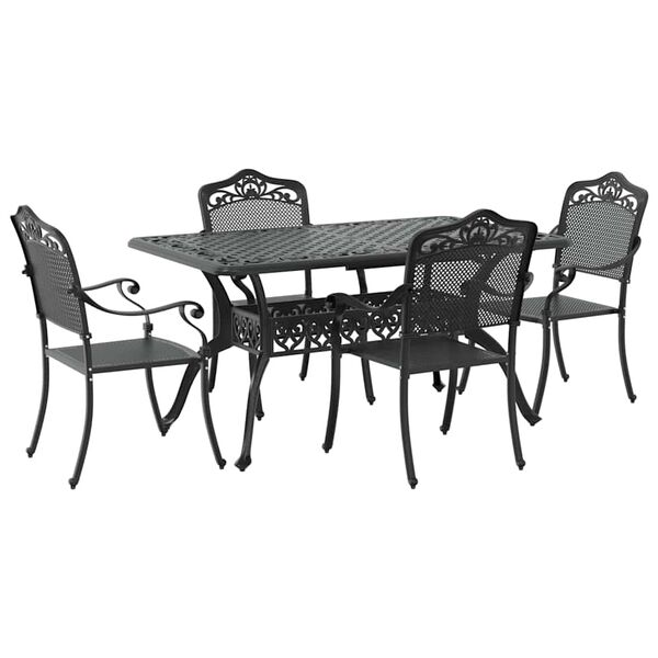 vidaXL Garden Dining Set 5 pcs Black Aluminium