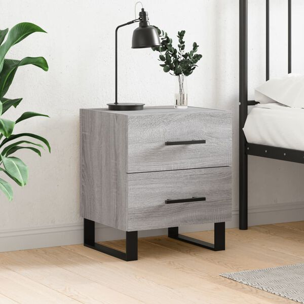 vidaXL Bedside Cabinet Grey Sonoma 40x35x47.5 cm Engineered Wood