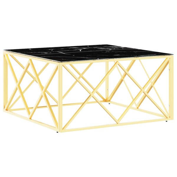 vidaXL Coffee Table Gold 80x80x40 cm Stainless Steel and Glass