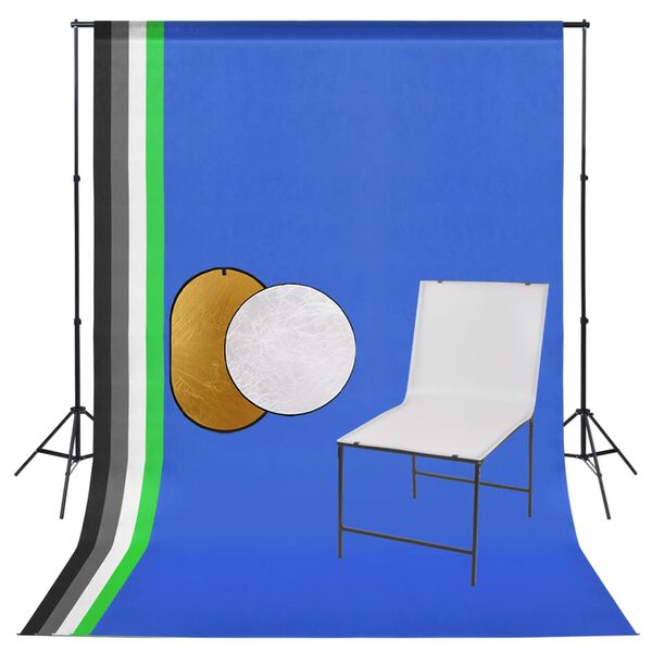 vidaXL Photo Studio Kit with Shooting Table. Backdrop and Reflector