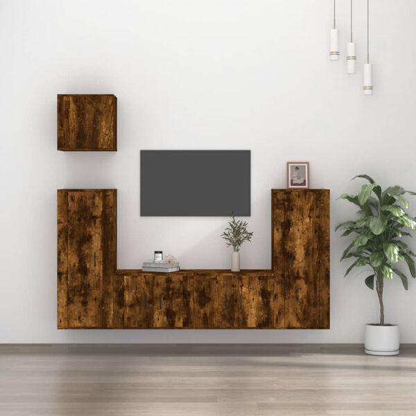 vidaXL 5 Piece TV Cabinet Set Smoked Oak Engineered Wood