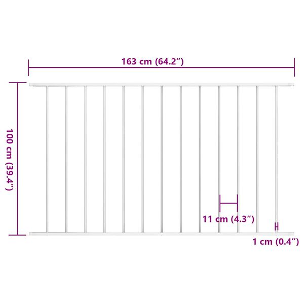 vidaXL Fence Panel Powder-coated Steel 1.63x1 m White