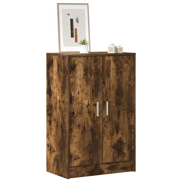 vidaXL Shoe Cabinet Smoked Oak 60x35x92 cm Engineered Wood