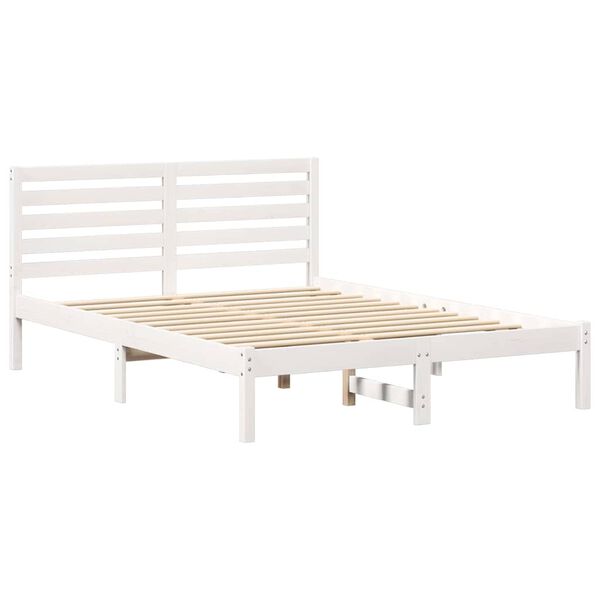 vidaXL Bed Frame with Headboard White 120 x 190 cm Solid Pine Wood