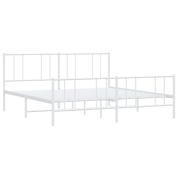 vidaXL Metal Bed Frame without Mattress with Footboard White 193x203cm