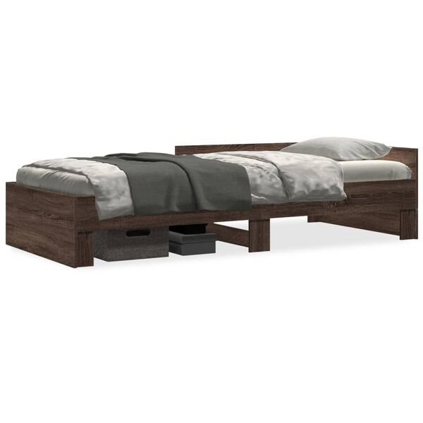 vidaXL Bed Frame without Mattress Brown Oak 100x200 cm Engineered Wood