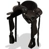 vidaXL Western Saddle, Headstall&Breast Collar Real Leather 17" Black