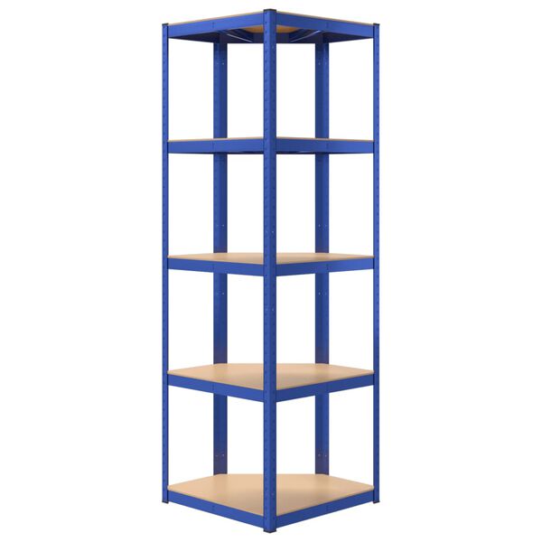 vidaXL 5-Layer Corner Shelf Blue Steel&Engineered Wood