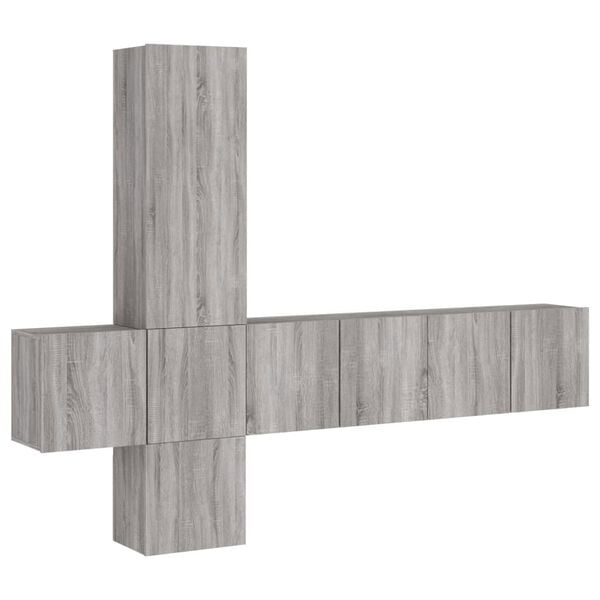 vidaXL 5 Piece TV Wall Units Grey Sonoma Engineered Wood