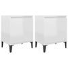 vidaXL Bed Cabinets with Metal Legs High Gloss White 40x30x50 cm