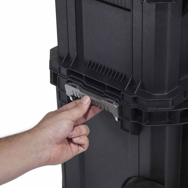 Keter Tool Storage Box with Connect Trolley and Rolling Systems Black