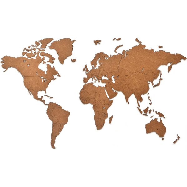 MiMi Innovations Wooden World Map Wall Decoration Luxury Brown 90x54 cm