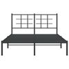 vidaXL Metal Bed Frame without Mattress with Headboard Black 140x200cm