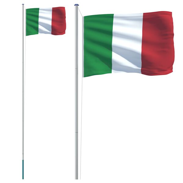 vidaXL Italy Flag and Pole 6.23 m Aluminium