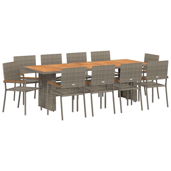 vidaXL Garden Dining Set 11 pcs Grey Poly rattan