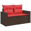 vidaXL 6 Piece Garden Sofa Set with Cushions Brown Poly Rattan Acacia