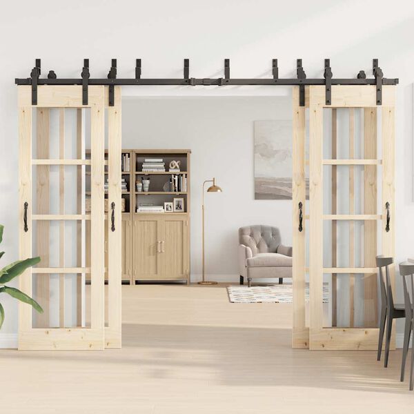 vidaXL Sliding Door Hardware Kit 305 cm Steel Black