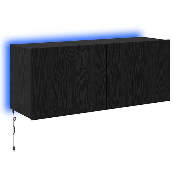 vidaXL TV Wall Cabinet Black Oak 100 x 35 x 41 cm Engineered Wood