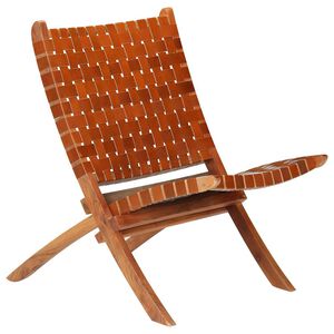 vidaXL Chair | Brown | Real goat leather, Solid acacia wood | Standard size